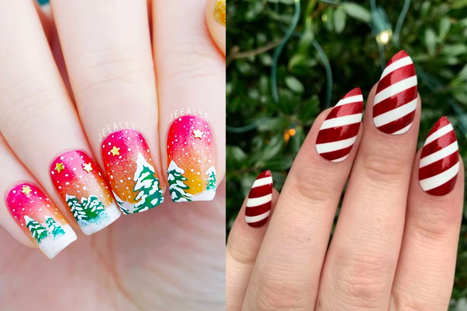 3. Cute Christmas Nail Ideas in Pink and Teal - wide 9